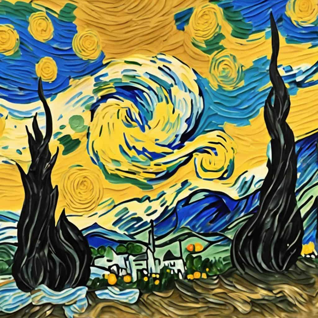 ρέουσα χρήση στη στάση, αντανάκλαση στη φύση, ποίηση στην τέχνη, ζωγραφική με ορμή, ζωγραφική της φύσης, απόλυτη έκφραση, πίνακας με κίνηση, κίνηση μέσα στην παύση, ζωγραφική έργο, εμπνευσμένο από τον Van Gogh, σύγχρονη τέχνη, τέχνη και διαλογισμός.